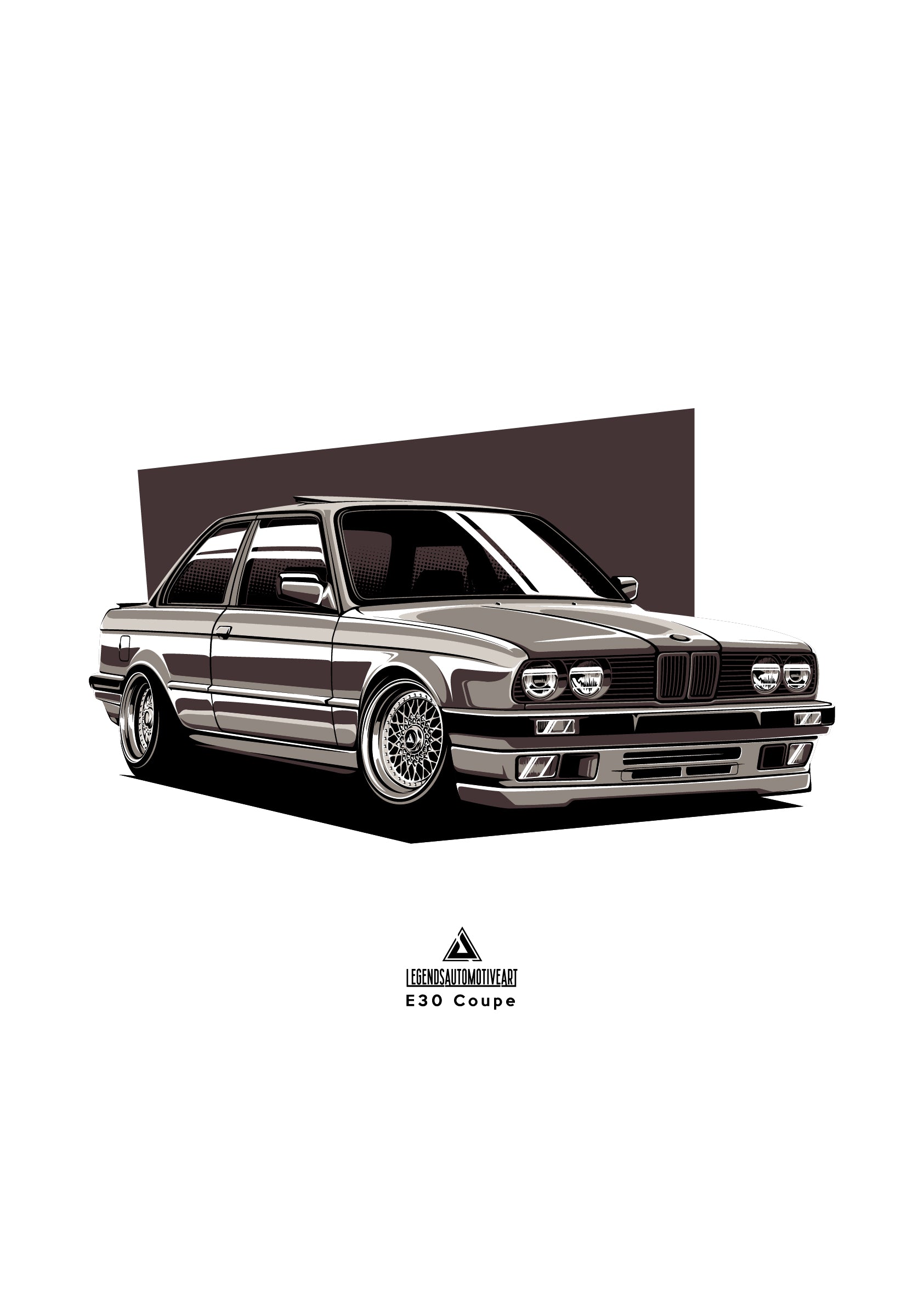Legends Automotive Art  BMW E30 Coupe High-Quality Poster